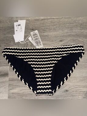 Seafolly Black & White Wave Stripe Bikini Bottom
